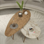 Τραπέζι σαλονιού Monty pakoworld 2 τεμ σε απόχρωση φυσικό-μπεζ μαρμάρου 116x46x46εκ - Image 3