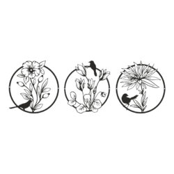 Διακοσμητικό τοίχου Renka pakooworld σετ 3τεμ μαύρο μεταλλικό Φ30x0