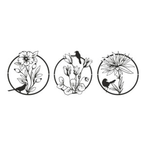 Διακοσμητικό τοίχου Renka pakooworld σετ 3τεμ μαύρο μεταλλικό Φ30x1