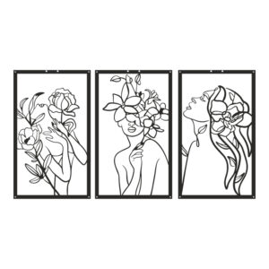 Διακοσμητικό τοίχου Witho pakooworld σετ 3τεμ μαύρο μεταλλικό 30x1