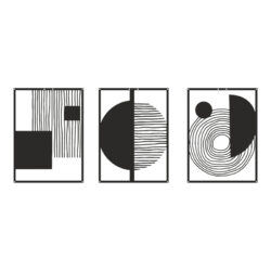 Διακοσμητικό τοίχου Harimia pakooworld σετ 3τεμ μαύρο μεταλλικό 37x0