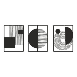 Διακοσμητικό τοίχου Harimia pakooworld σετ 3τεμ μαύρο μεταλλικό 37x1