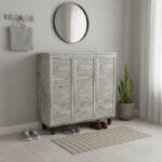 Παπουτσοθήκη-ντουλάπι SANTO pakoworld 16 ζεύγων χρώμα antique ανθρακί 89.5x34.5x91.5εκ