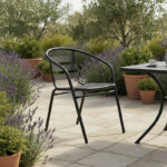 Πολυθρόνα Tade pakoworld στοιβαζόμενη μέταλλο μαύρο 54x58x73εκ - Image 3