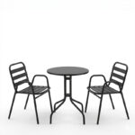 Tραπεζαρία Sussie-Vergo Ι pakoworld σετ 3τεμ μαύρο μέταλλο-αλουμίνιο Φ60x70εκ - Image 2
