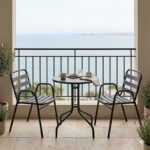 Tραπεζαρία Sussie-Vergo Ι pakoworld σετ 3τεμ μαύρο μέταλλο-αλουμίνιο Φ60x70εκ