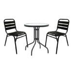 Τραπεζαρία Sussie- Watson pakoworld σετ 3τεμ μέταλλο μαύρο-γυαλί Φ60x70εκ