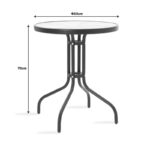 Τραπεζαρία Watson-Sussie pakoworld σετ 3τεμ μέταλλο μαύρο-γυαλί Φ60x70εκ - Image 9