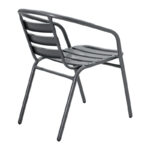 Tραπεζαρία Watson-Tade pakoworld σετ 3τεμ μέταλλο ανθρακί-γυαλί Φ60x70εκ - Image 3