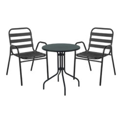 Τραπεζαρία Vergo-Sussie pakoworld 3τεμ μαύρο μέταλλο Φ60x70εκ