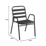 Τραπεζαρία Vergo-Sussie pakoworld 3τεμ μαύρο μέταλλο Φ60x70εκ - Image 8