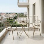 Τραπεζαρία Albero-Sussie pakoworld 3τεμ μέταλλο σε σαμπανιζέ απόχρωση Φ60x70εκ