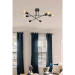 Φωτιστικό οροφής εξάφωτο PWL-1122 pakoworld Ε27 μαύρο Φ61x25εκ - Image 2