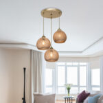 Φωτιστικό οροφής τρίφωτο PWL-1121 pakoworld Ε27 μπεζ-χρυσό Φ40x80εκ - Image 2