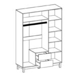 Ντουλάπα Awell pakoworld τρίφυλλη sonoma-λευκό 153.5x54.5x216εκ - Image 3