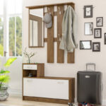 Έπιπλο εισόδου Jamie pakoworld καρυδί-λευκό 100x27,5x187εκ - Image 3