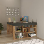 Γραφείο γωνιακό Rosaline pakoworld ανθρακί-oak 120x129x72εκ - Image 4