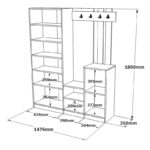Έπιπλο εισόδου Doorse pakoworld μελαμίνης λευκό-oak 147.5x35x180εκ - Image 3