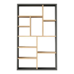 Βιβλιοθήκη Boteca 10θέσεων pakoworld σε oak-ανθρακί απόχρωση 75x22x123.6εκ - Image 2