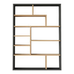 Βιβλιοθήκη Decora pakoworld σε φυσική-ανθρακί απόχρωση 90x22x123.6εκ - Image 2