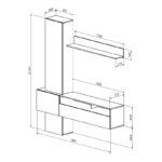Σύνθετο σαλονιού Wendy pakoworld σε oak-μαύρη απόχρωση 195.1x37.3x219.1εκ - Image 3