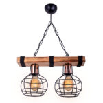 Φωτιστικό οροφής δίφωτο PWL-1033 pakoworld Ε27 καρυδί-μαύρο 40x15x60εκ