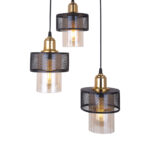 Φωτιστικό οροφής τρίφωτο PWL-1045 pakoworld Ε27 μαύρο-χρυσό Φ30x85εκ - Image 2