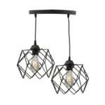 Φωτιστικό οροφής δίφωτο Zocie pakoworld Ε27 μαύρο Φ30x70εκ - Image 2