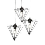 Φωτιστικό οροφής τρίφωτο Tebour pakoworld Ε27 μέταλλο μάυρο 30x30x75εκ