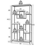 Ραφιέρα-βιβλιοθήκη μεταλλική Aduti pakoworld σε χρυσή-λευκή μαρμάρου απόχρωση 90x34x182εκ - Image 3