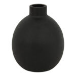Βάζο Rianzo pakoworld κεραμικό σε μαύρη απόχρωση Φ14.5x18εκ