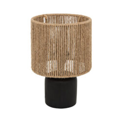 Επιτραπέζιο φωτιστικό Leyda pakoworld κεραμικό σε μαύρο-φυσική απόχρωση Φ16x24εκ