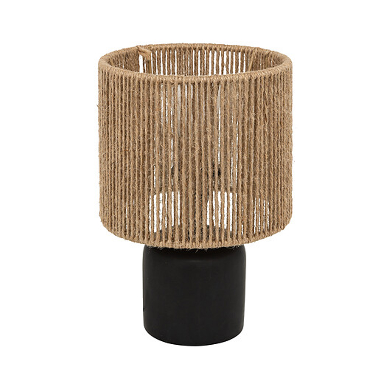 199-000689 Επιτραπέζιο φωτιστικό Leyda pakoworld κεραμικό σε μαύρο-φυσική απόχρωση Φ16x24εκ