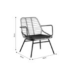 Τραπεζαρία Naoki A pakoworld σετ 5 τμχ rattan φυσικό-μαύρο μέταλλο-γυαλί 160x90x78εκ - Image 11