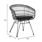 Τραπεζαρία Naoki C pakoworld σετ 7 τμχ rattan φυσικό-μαύρο μέταλλο-γυαλί 160x90x78εκ - Image 12