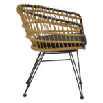 Τραπεζαρία Naoki C pakoworld σετ 7 τμχ rattan φυσικό-μαύρο μέταλλο-γυαλί 160x90x78εκ - Image 4