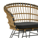 Τραπεζαρία Naoki C pakoworld σετ 7 τμχ rattan φυσικό-μαύρο μέταλλο-γυαλί 160x90x78εκ - Image 6