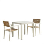 Τραπεζαρία Savor-Kliton σετ 3τεμ pakoworld λευκό αλουμίνιο και rattan σε φυσικό χρώμα 80x80x74εκ - Image 2