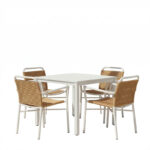 Τραπεζαρία Kliton - Clutch σετ 5τεμ pakoworld αλουμίνιο σε λευκή απόχρωση 80x80x74εκ - Image 2