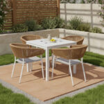 Τραπεζαρία Kliton - Raven σετ 5τεμ pakoworld αλουμίνιο σε λευκή απόχρωση 80x80x74εκ