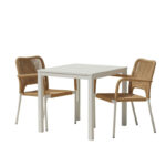 Τραπεζαρία Kliton - Norture σετ 3τεμ pakoworld αλουμίνιο σε λευκή απόχρωση 80x80x74εκ - Image 2