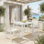 Τραπεζαρία Zacreta- Kliton σετ 3τεμ pakoworld αλουμίνιο σε λευκή απόχρωση 80x80x74εκ