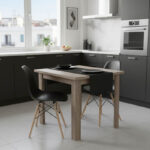 Τραπεζαρία Manka I-Julita pakoworld σετ 3τεμ σε sonoma truffle-μαύρη απόχρωση 80x80x77εκ