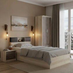 Σετ Κρεβατοκάμαρας Olympus Castillo Toro με Κρεβάτι 120x200εκ Σετ 3τεμ