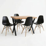 Τραπεζαρία με Καρέκλες Julita μαύρο και Τραπέζι Zeryin oak 110x70x75εκ Σετ 5τεμ - Image 2