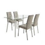 Τραπεζαρία με Καρέκλες Ariadne Γκρι και Τραπέζι Titta γυαλί 120x70x75εκ Σετ 5τεμ - Image 2