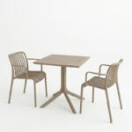 Τραπεζαρία Groovy Zoi pakoworld σετ 3τεμ cappuccino PP 60x60x76εκ - Image 2