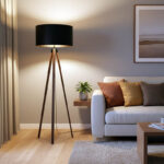 Φωτιστικό δαπέδου PWL-1059 pakoworld Ε27 καρυδί-μαύρο Φ38x140εκ - Image 2