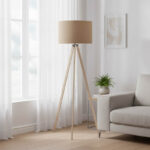 Φωτιστικό δαπέδου PWL-1060 pakoworld Ε27 φυσικό-μόκα Φ38x140εκ - Image 2