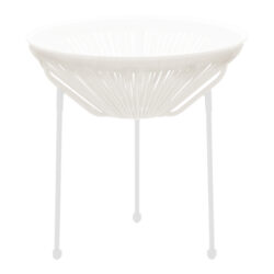 Τραπέζι Acapulco pakoworld μεταλλο-pe rattan σε λευκή απόχρωση Φ50x52εκ